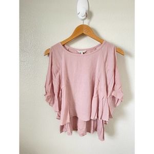 Lucky Brand Blouse Short Sleeve Flowy Boho Pink